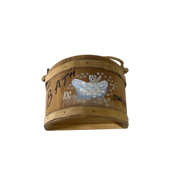 VTG Wooden Hot Bath 10 Cent Soap Extra Bucket - 1998 Bathroom Decor/Towel Holder - Picture 10 of 10
